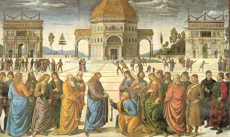 PERUGINO, Pietro Christ Giving the Keys to St. Peter china oil painting image